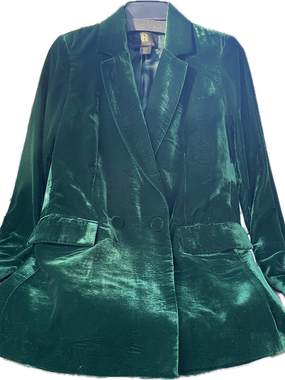 House of Harlow 1960 Emerald Green Velvet Double-Breasted Blazer. Worn once.
